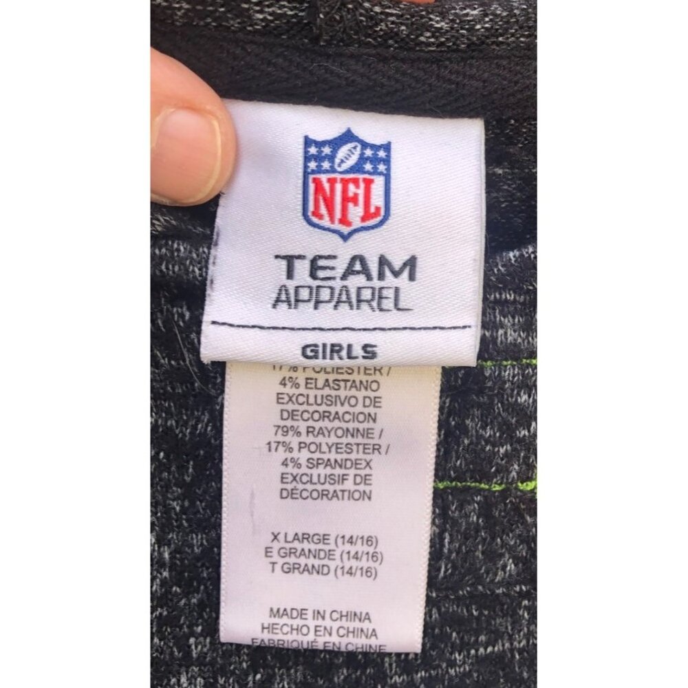 NFL Team Apparel Seattle Seahawks Black Heather High Low Hoodie Girls Size XL - Picture 3 of 5